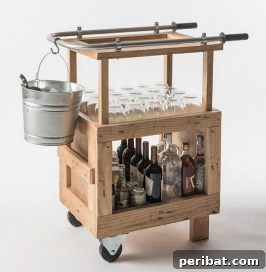 25 Rugged DIY Gifts for Dad from Upcycled Treasures 9 Repurposed Pallet Bar Cart for Outdoor Entertaining