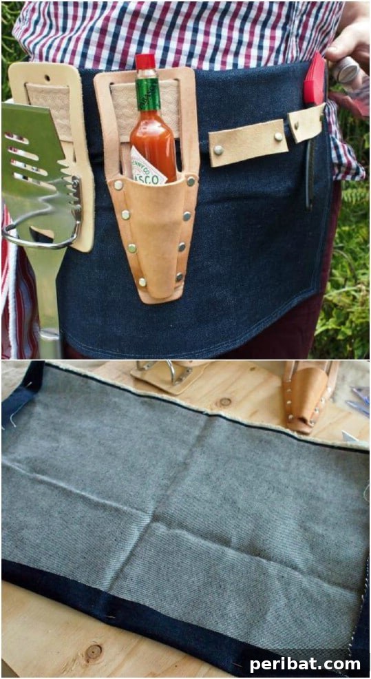 25 Rugged DIY Gifts for Dad from Upcycled Treasures 10 Jean and Leather BBQ Belt for Grilling Enthusiasts
