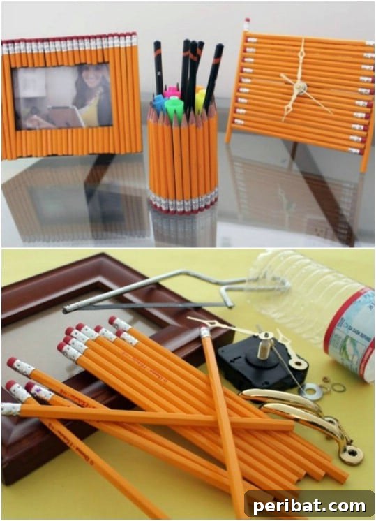 Repurposed Pencil Desk Accessories