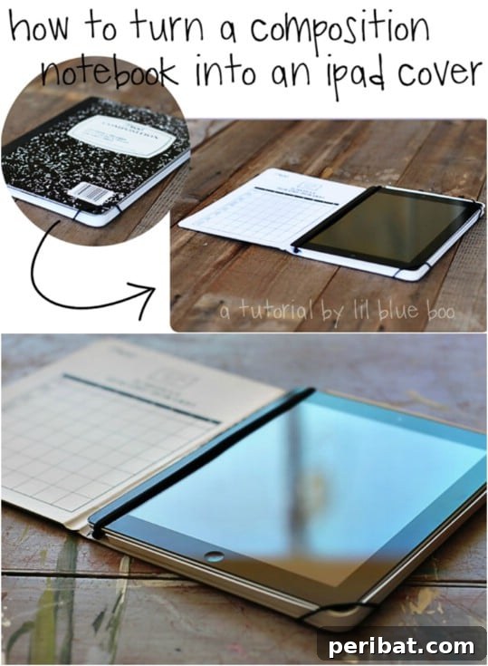 Repurposed Composition Book iPad Cover