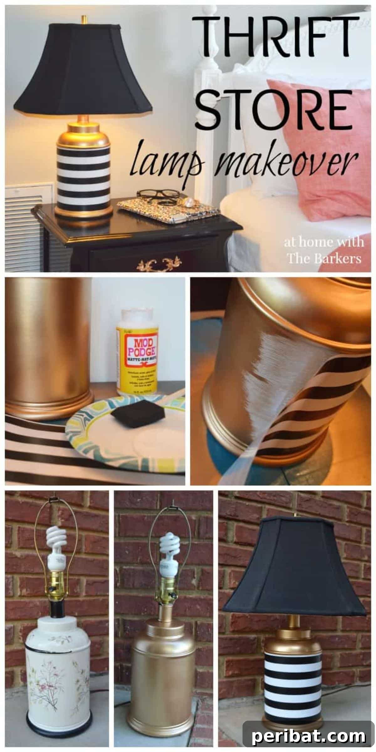 Unlock Value: 60 Furniture Makeover DIYs & Smart Negotiation Strategies 11 DIY Thrift Store Lamp Makeover collage.