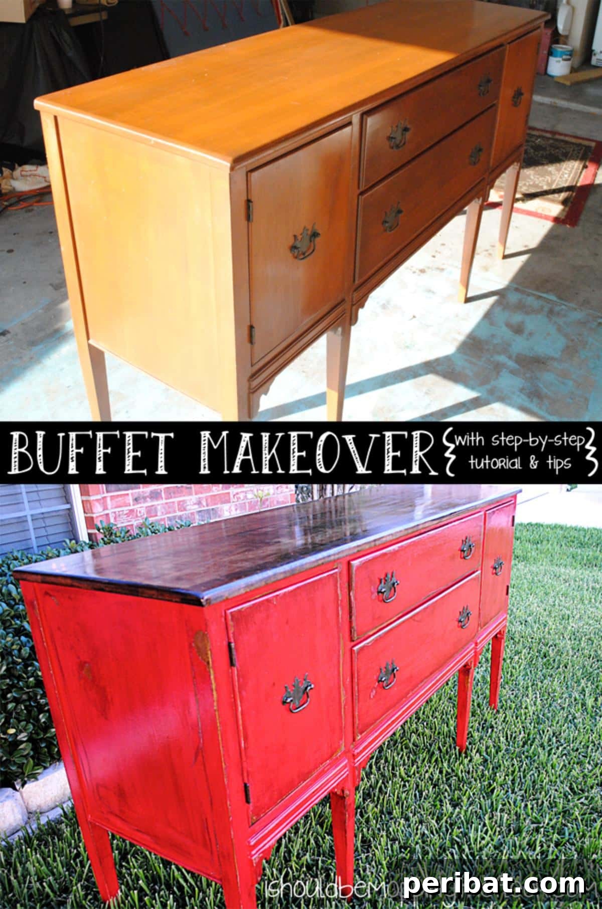 Unlock Value: 60 Furniture Makeover DIYs & Smart Negotiation Strategies 33 Buffet Reveal: Distressing Painted Furniture with Stain