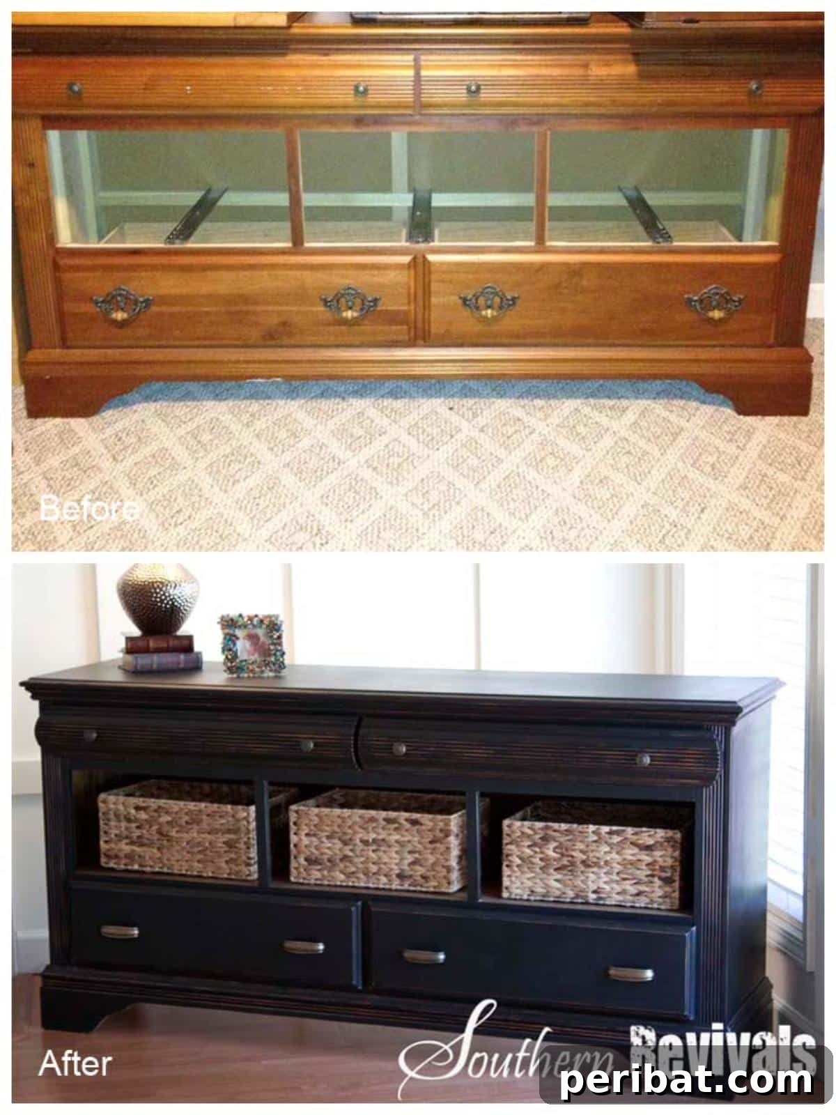 Unlock Value: 60 Furniture Makeover DIYs & Smart Negotiation Strategies 41 DIY Pottery Barn Style Dresser Revival before and after.