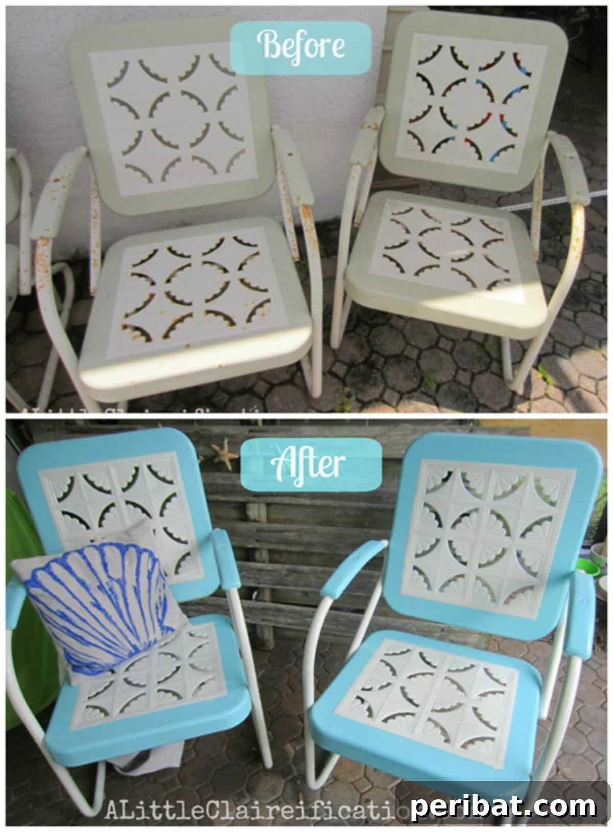 Unlock Value: 60 Furniture Makeover DIYs & Smart Negotiation Strategies 54 Metal Patio Furniture Makeover before and after.