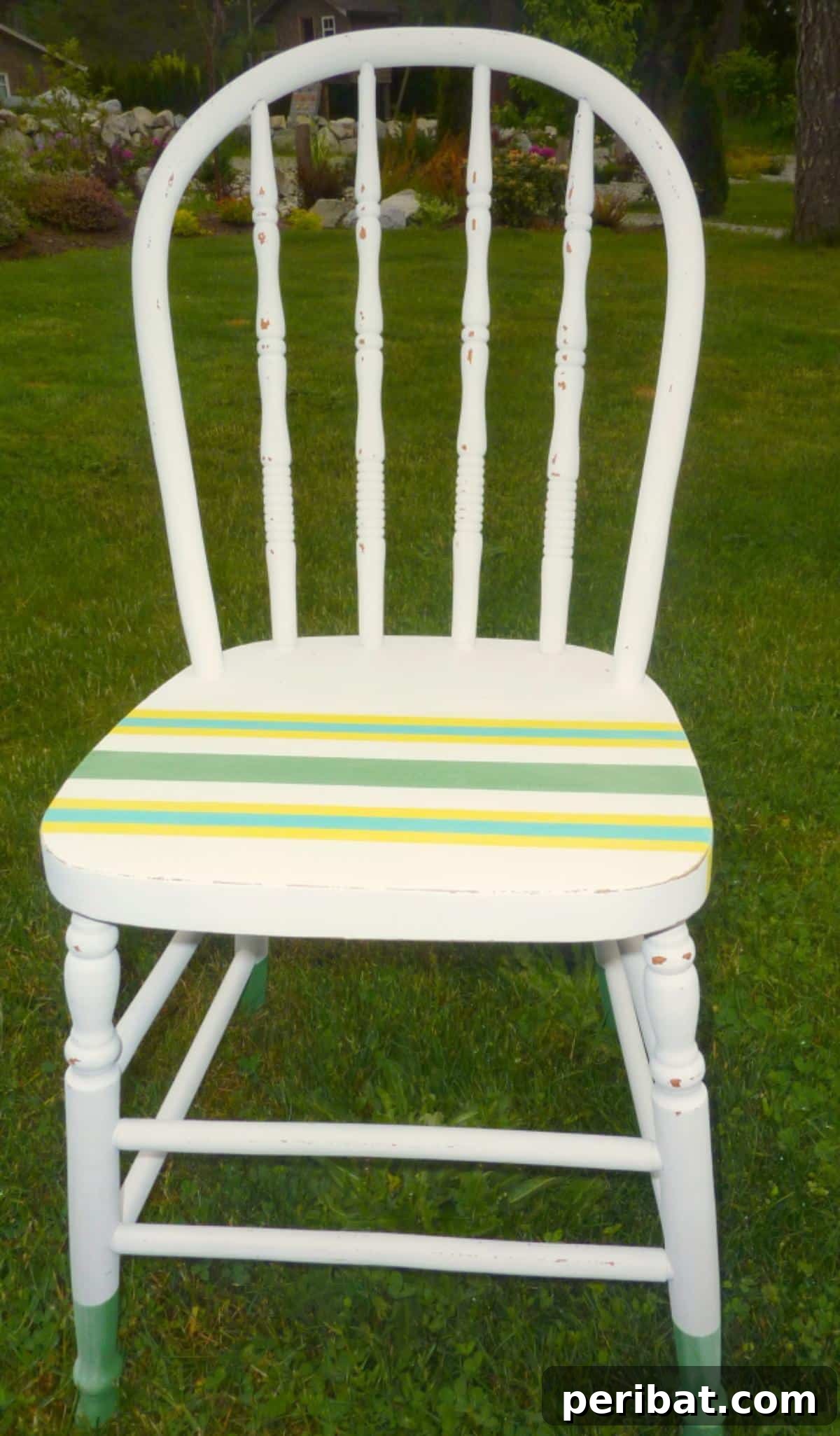 Unlock Value: 60 Furniture Makeover DIYs & Smart Negotiation Strategies 59 A Dipped ‘n’ Striped DIY Chalk (and Craft Paint) Painted Chair