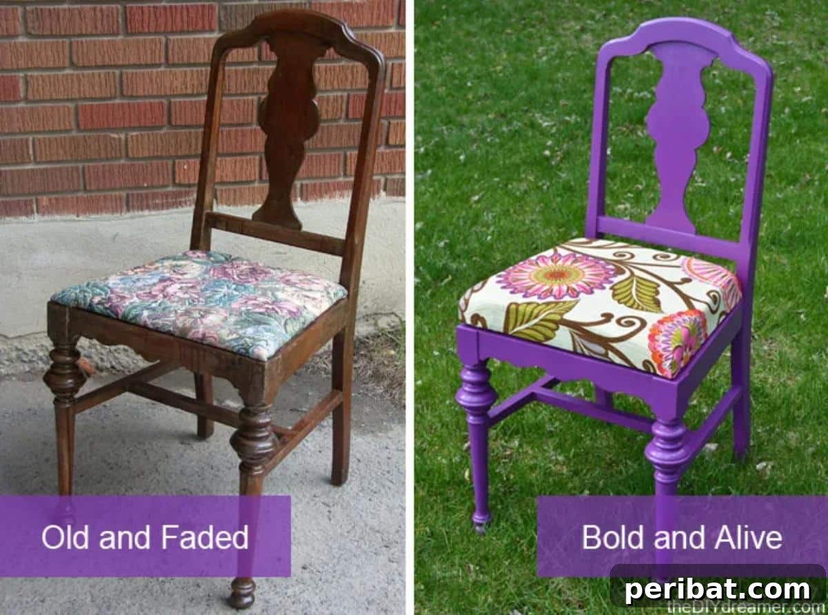 Unlock Value: 60 Furniture Makeover DIYs & Smart Negotiation Strategies 63 DIY chair makeover before and after.