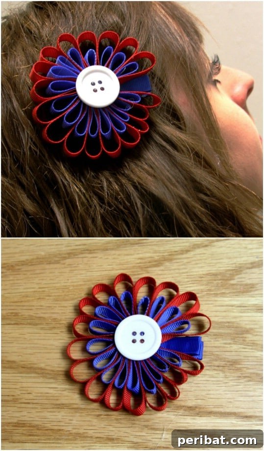 30 Red, White, and Blue Family Outfits for the Fourth of July 13 DIY Grosgrain Red, White and Blue Hair Bow