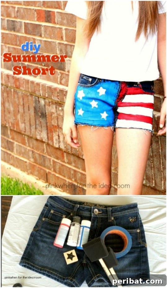 30 Red, White, and Blue Family Outfits for the Fourth of July 27 DIY Denim American Flag Shorts