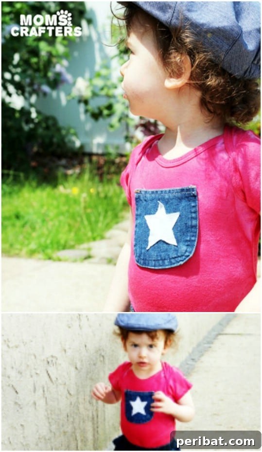 30 Red, White, and Blue Family Outfits for the Fourth of July 31 Recycled Denim Pocket Onesie
