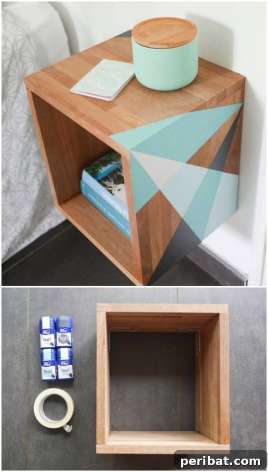 DIY Floating Nightstand with Graphic Design
