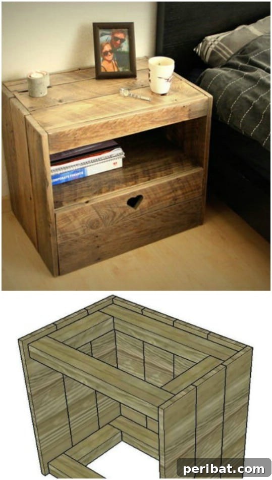 DIY Pallet Wood Nightstand with Rustic Appeal