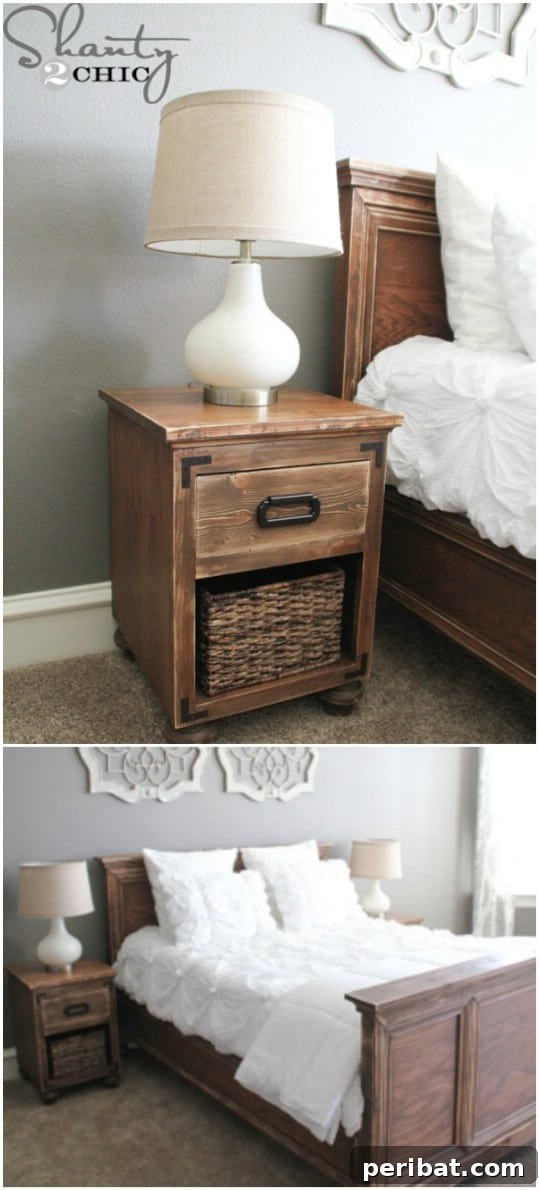 Elegant DIY Wooden Nightstand with Bun Feet and Drawer