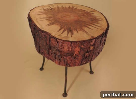Natural Rustic Tree Stump Bedside Table