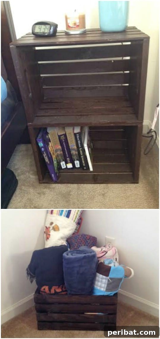 Stackable Repurposed Wooden Crate Nightstand