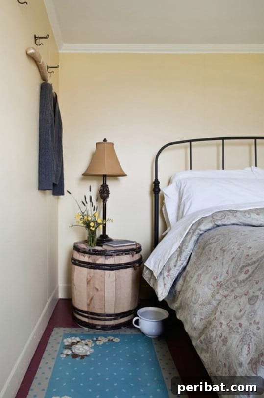 Rustic Wine Barrel Repurposed as a Nightstand