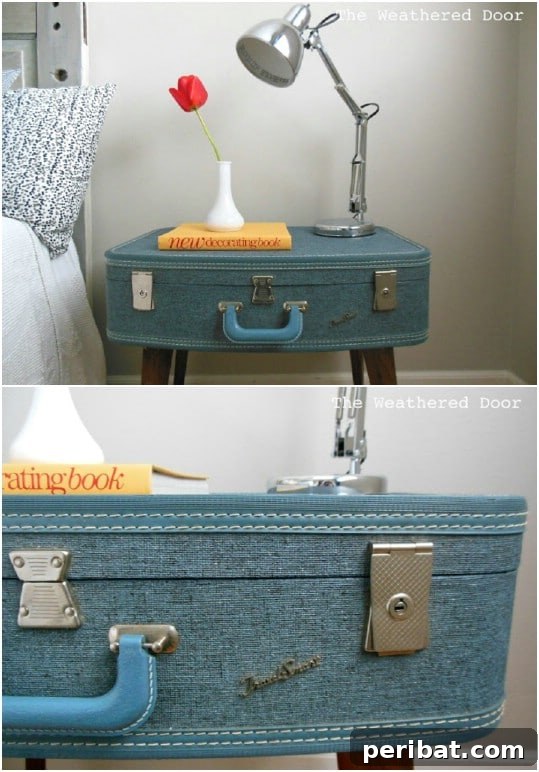 DIY Nightstand from Repurposed Vintage Suitcase
