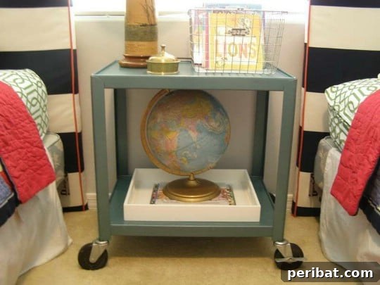 Upcycled Metal Cart as Industrial Nightstand