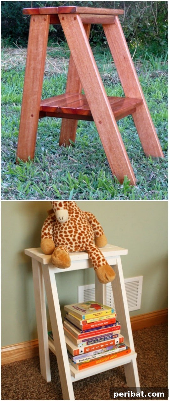 DIY Ladder Shelf as a Bedside Table