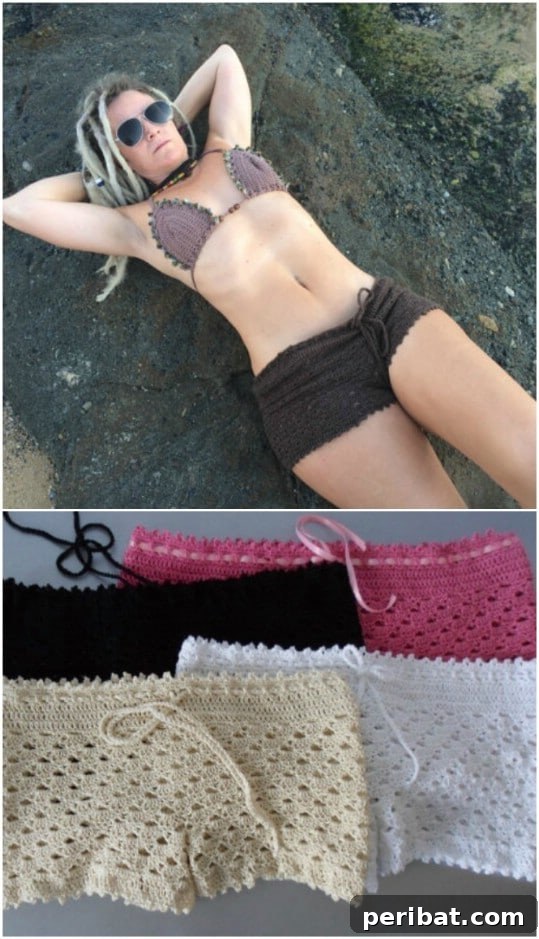 Summer Stitching: Your Guide to Crocheted and Knitted Beach Gear 25 Crochet Beach Shorts Cover Up