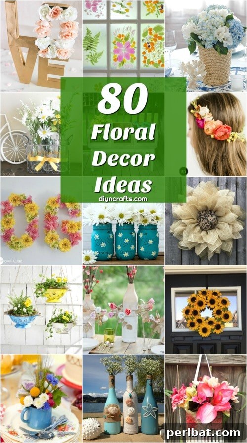 Collection of colorful summer floral arrangements and DIY home decor