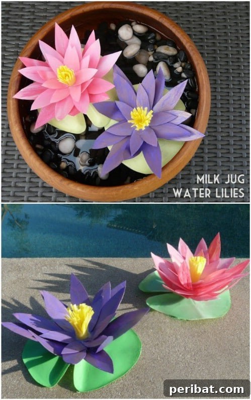 Upcycled Milk Jug Water Lilies