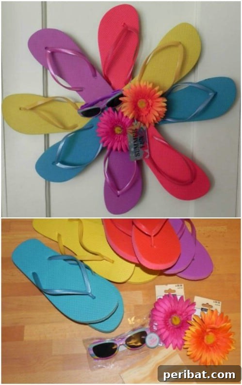 Colorful DIY Flip Flop Starburst Wreath