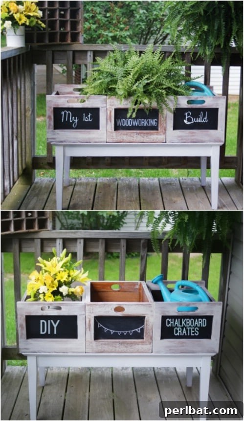 Summer Flower Chalkboard Crates