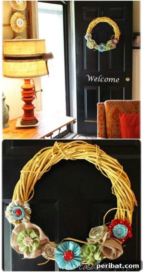 Summer Burlap Flower Wreath