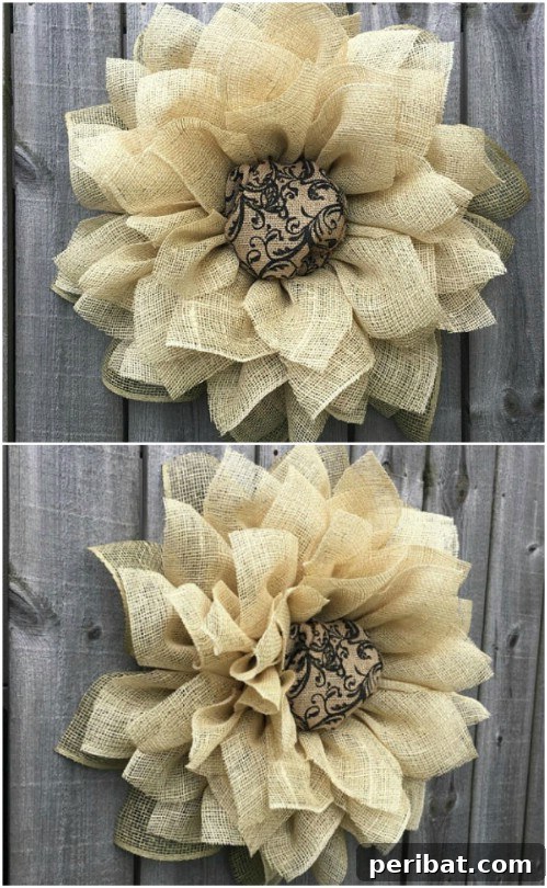 Rustic Burlap Flower Wreath