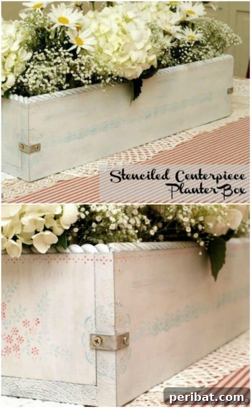 Stenciled Planter Box With Summer Blooms
