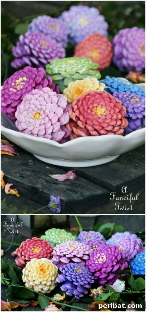 Painted Zinnia Pinecones