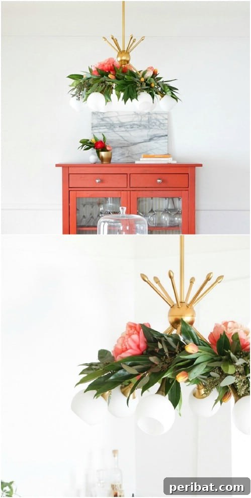 DIY Summer Floral Chandelier