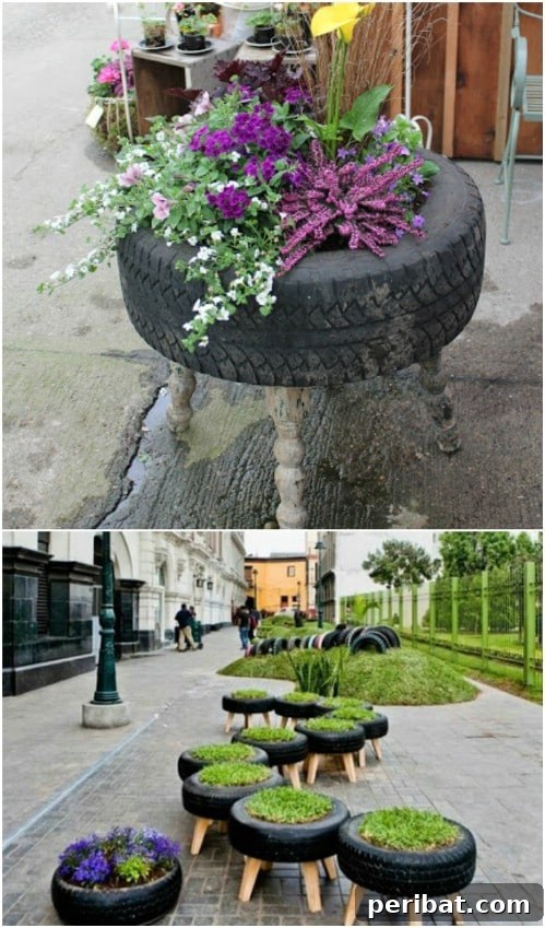 Repurposed Tire Planter
