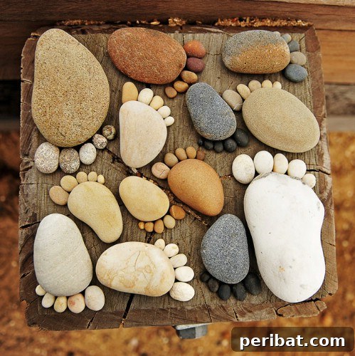 Whimsical Footprint Rock Décor
