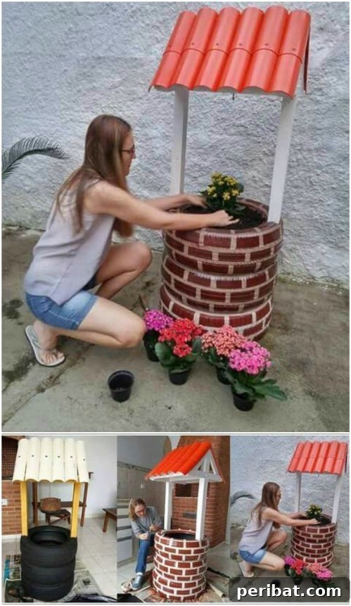 Recycled Tire Wishing Well