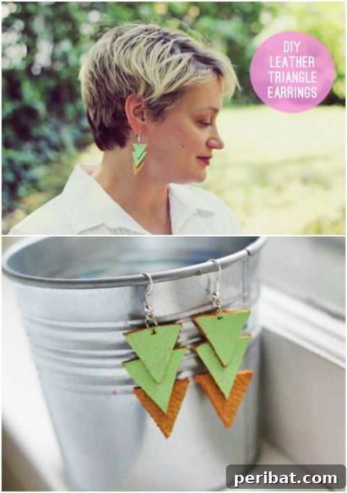 Colorful Leather Triangle Earrings