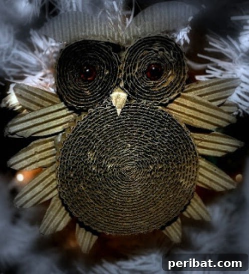 35 Ingenious Cardboard Box Upcycling Projects 18 Rolled Cardboard Owl Ornament