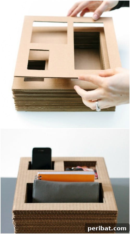 35 Ingenious Cardboard Box Upcycling Projects 24 Repurposed Cardboard Desktop Organizer