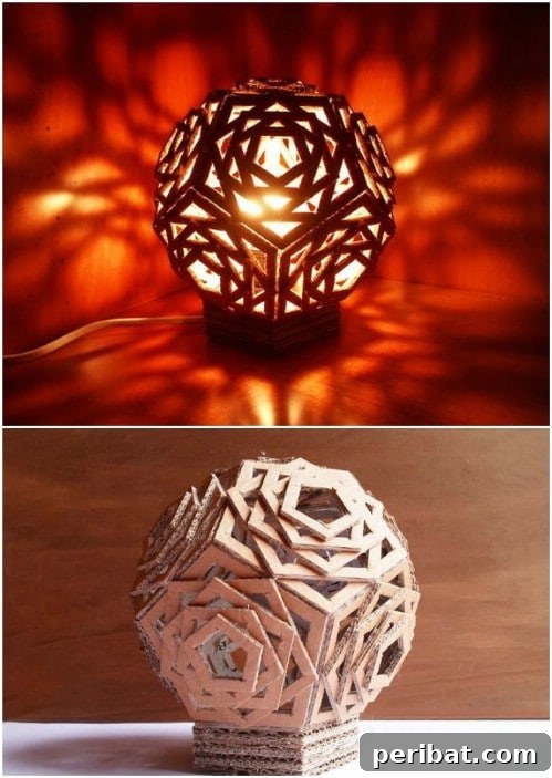 35 Ingenious Cardboard Box Upcycling Projects 28 DIY Geometric Cardboard Lamp