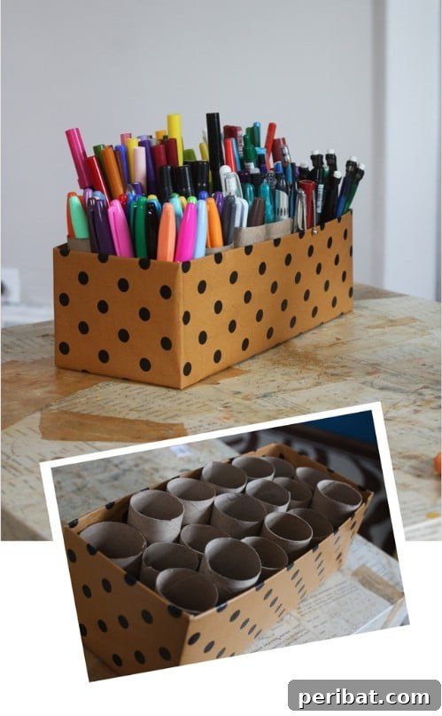 35 Ingenious Cardboard Box Upcycling Projects 32 Easy 10 Minute Cardboard Marker Caddy