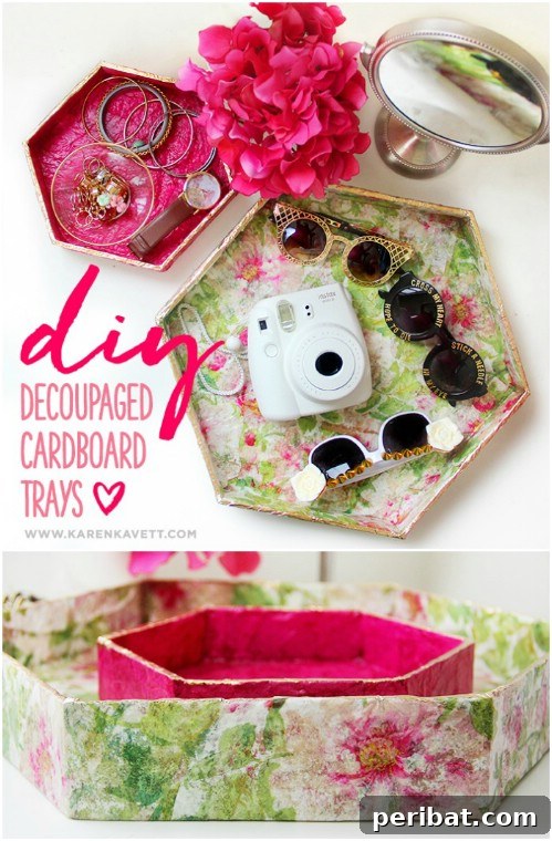 35 Ingenious Cardboard Box Upcycling Projects 6 DIY Decoupage Cardboard Trays