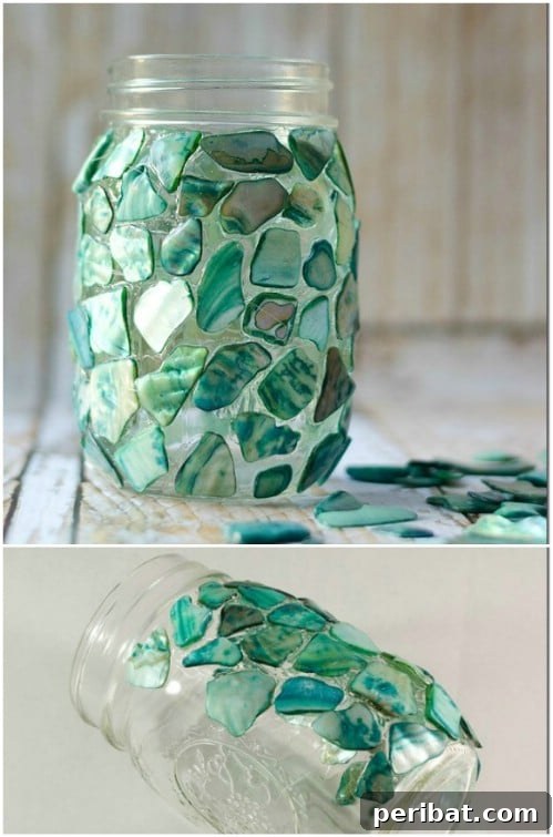 30 Stunning Mosaic Crafts to Enhance Your Indoor and Outdoor Spaces 17 Mosaic Mason Jar Craft