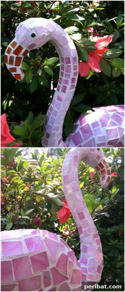 30 Stunning Mosaic Crafts to Enhance Your Indoor and Outdoor Spaces 22 Dollar Store Upcycle – Pink Mosaic Flamingo