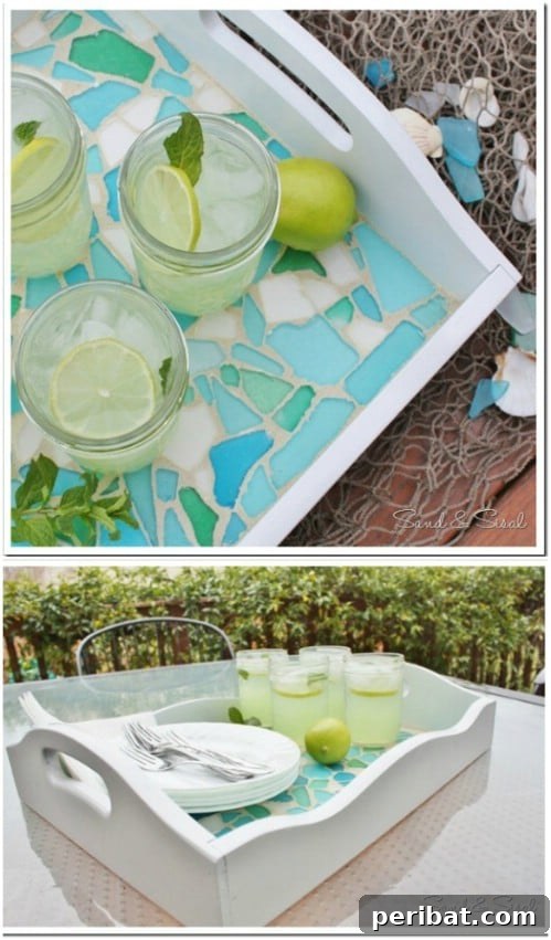 30 Stunning Mosaic Crafts to Enhance Your Indoor and Outdoor Spaces 25 Sea Glass Mosaic Serving Tray