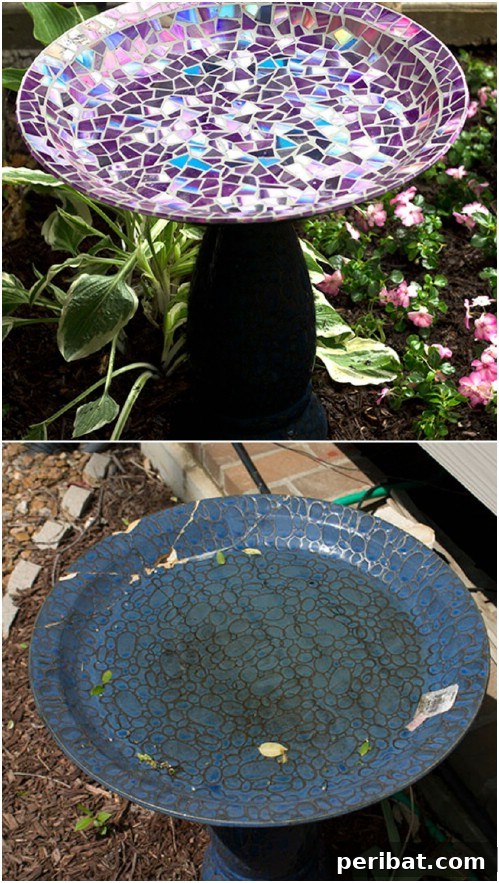 30 Stunning Mosaic Crafts to Enhance Your Indoor and Outdoor Spaces 6 Upcycled CD Mosaic Birdbath
