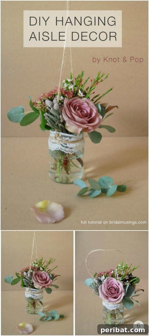 Hayallerinizdeki Düğün İçin 35 Nefes Kesen Kendin Yap Rustik Düğün Süslemesi 13 Mason Jar Hanging Aisle Décor
