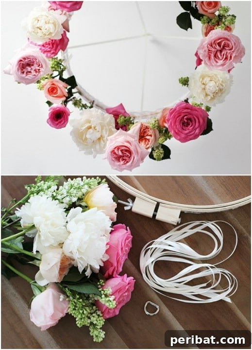 Hayallerinizdeki Düğün İçin 35 Nefes Kesen Kendin Yap Rustik Düğün Süslemesi 17 Easy DIY Flower Chandelier