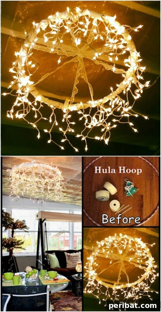 Hayallerinizdeki Düğün İçin 35 Nefes Kesen Kendin Yap Rustik Düğün Süslemesi 18 Lighted Hula Hoop Chandelier