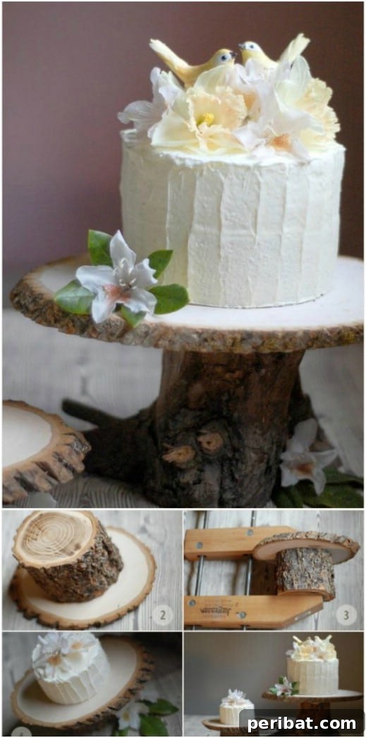 Hayallerinizdeki Düğün İçin 35 Nefes Kesen Kendin Yap Rustik Düğün Süslemesi 25 DIY Rustic Wedding Cake Stand