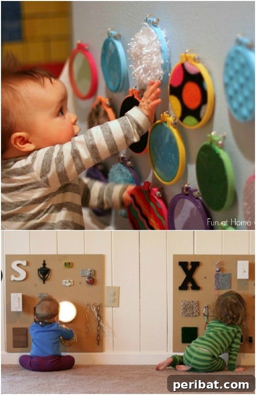 DIY sensory board with various textures and objects